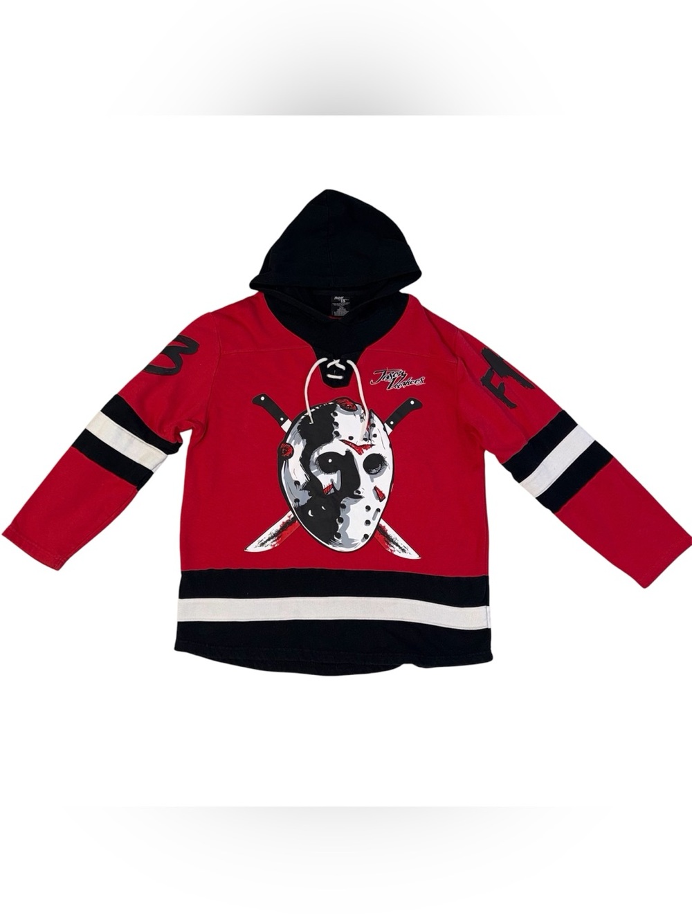 Friday the 13th Jason Voorhees Men Hockey Jersey Hoodie Sweatshirt Red Medium